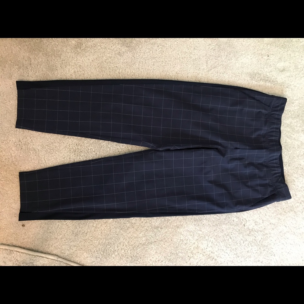 Athleta Brooklyn Ankle Pants- navy window pane